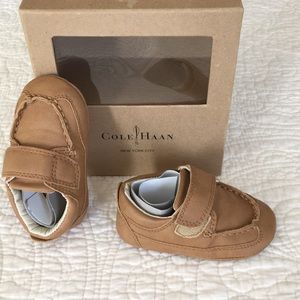 Cole Haan Mini Johnny Tan Strap Moccasins